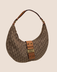 CHRISTIAN D1OR BEIGE & BROWN STREET CHIC HALF MOON BAG