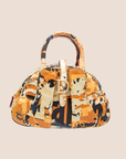 CHRISTIAN D1OR 2001 ORANGE PRINTED DOUBLE SADDLE BOWLER BAG
