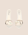 CHRISTIAN D1OR 2005 WHITE FLORAL EMBROIDERED HEELS