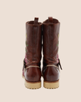 CHRISTIAN D1OR BROWN FLORAL & BUTTERFLY EMBROIDERED COMBAT BOOTS