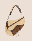 CHRISTIAN D1OR 2005 BROWN SHEARLING FLIGHT SADDLE BAG