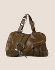 CHRISTIAN D1OR 2006 KHAKI LEATHER DOUBLE GAUCHO BAG