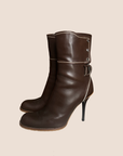 CHRISTIAN D1OR BROWN LEATHER ANKLE BOOTS