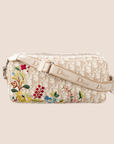 CHRISTIAN D1OR 2004 D1ORISSIMO BEIGE FLORAL EMBROIDERED CROSSBODY BAG
