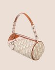 CHRISTIAN D1OR 2007 PINK & BROWN ROMANTIQUE MINI BARREL BAG