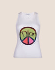 CHRISTIAN D1OR 2005 PEACE SIGN SWAROWSKI TANK TOP