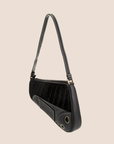 CHRISTIAN D1OR BLACK PERFORATED LEATHER CADILLAC SADDLE BAG