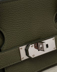 HMS Vert Veronese/Beige Canvas and Leather Palladium Finish HAC Birkin 40 Bag