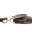 Christian D1OR Black Canvas And Leather Vintage Floral Print Saddle Bag