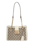 (WMNS) GCCI Padlock Metallic Logo Canvas Chain handbag Small / White 498156-KHNKG-9761
