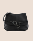 CHRISTIAN D1OR CD BLACK LEATHER FLAP CROSSBODY BAG