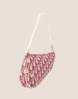 CHRISTIAN D1OR BURGUNDY CANVAS SADDLE BAG