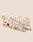 CHRISTIAN D1OR 2004 D1ORISSIMO BEIGE FLORAL EMBROIDERED CROSSBODY BAG