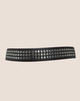 CHRISTIAN D1OR 2000 BROWN LEATHER STUDDED CD BUCKLE BELT
