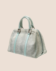 CHRISTIAN D1OR 2001 PALE BLUE LIZARD EMBOSSSED BOSTON BAG