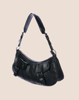 CHRISTIAN D1OR BLACK LEATHER CROISSANT SHOULDER BAG