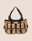 CHRISTIAN D1OR 2005 BROWN SUEDE STREET CHIC MULTIPOCKET SHOULDER BAG