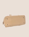 CHRISTIAN D1OR BEIGE LEATHER LOGO SPELL OUT CHARM BOSTON BAG