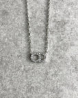 Christian D1OR CD Logo Rhinestone Necklace Silver Vintage 58eydu