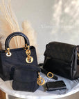 Christian D1OR Cannage Lady D1OR Charm Crossbody Shoulderbag Black hh7x7v