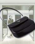 PRD Cleo brushed leather shoulder bag with flap