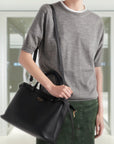PRD Buckle medium leather handbag with double belt