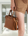 PRD Buckle small leather handbag with double belt