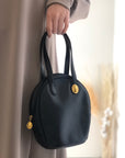 Christian D1OR CD Logo Leather Small Handbag Black Vintage xf3m4r