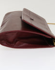 CHRISTIAN D1OR Chain Shoulder Bag Leather Red Auth rd4545
