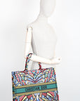 CHRISTIAN D1OR Butterfly Book Tote Large Green Blue