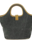 BBERRY Blue Label Hand Bag Canvas Gray Auth ti1388