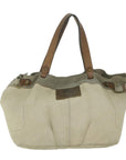 BBERRY Blue Label Tote Bag Canvas Beige Auth ti1476