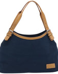 BBERRY Blue Label Tote Bag Canvas Navy Auth ti1535