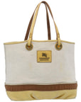 BBERRY Blue Label Tote Bag Canvas Beige Auth ti1544