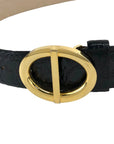 Christian D1OR Buckle Leather Belt Black,Gold Vintage 3yfefk
