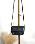 Christian D1OR CD Logo Embossed Small Shoulder bag Black Vintage ee2nsk