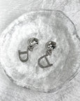 Christian D1OR CD Logo Rhinestone Earrings Silver Vintage ztahea