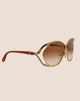 CHRISTIAN D1OR 1980s GOLD FRAME BUTTERFLY SUNGLASSES