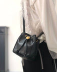 Christian D1OR CD Logo Drawstring Shoulder bag Black Vintage t4tu7b