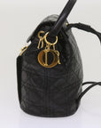 CHRISTIAN D1OR Canage Lady D1OR Backpack Lamb Skin Black Auth yk10497A