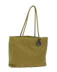 CHRISTIAN D1OR Cannage Trotter Canvas Lady D1OR Tote Bag Yellow Auth yk11844