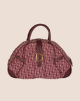 CHRISTIAN D1OR BURGUNDY TROTTER CANVAS SADDLE TOTE BAG
