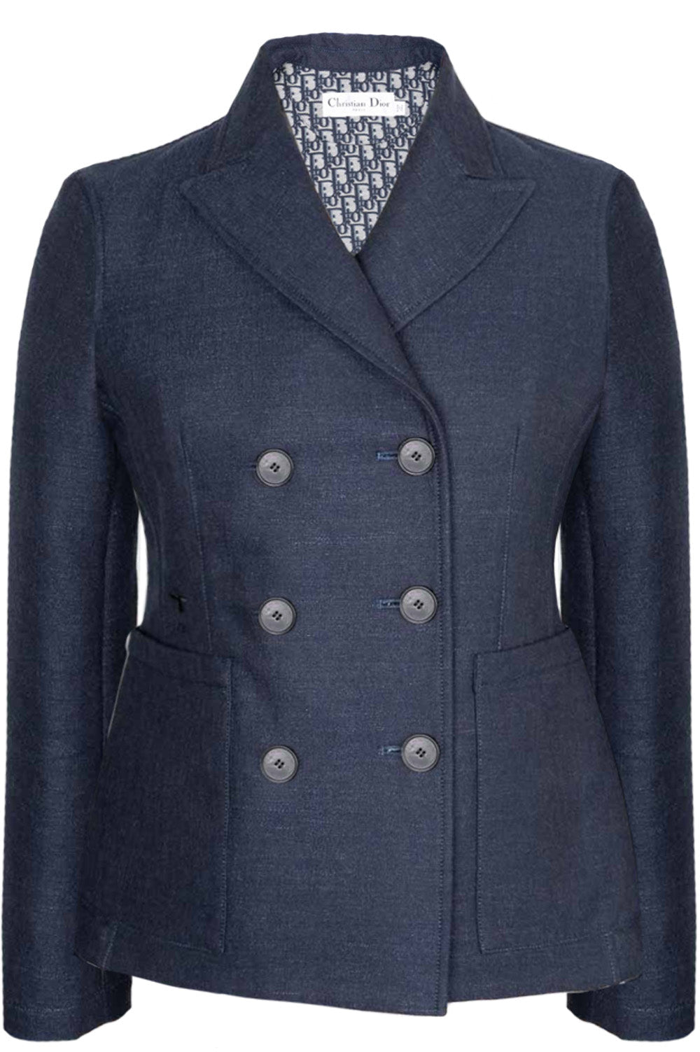 CHRISTIAN D1OR Bar Jacket with Oblique Lining Blue