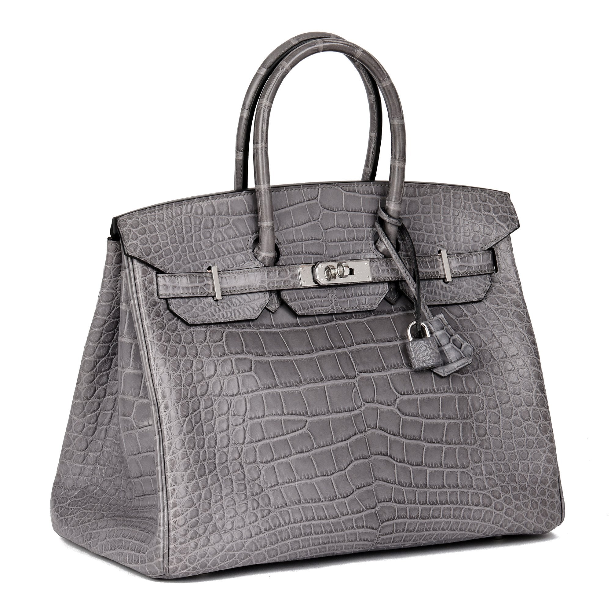 HMS Gris Paris Matte Alligator Leather Birkin 35cm Retourne Tote