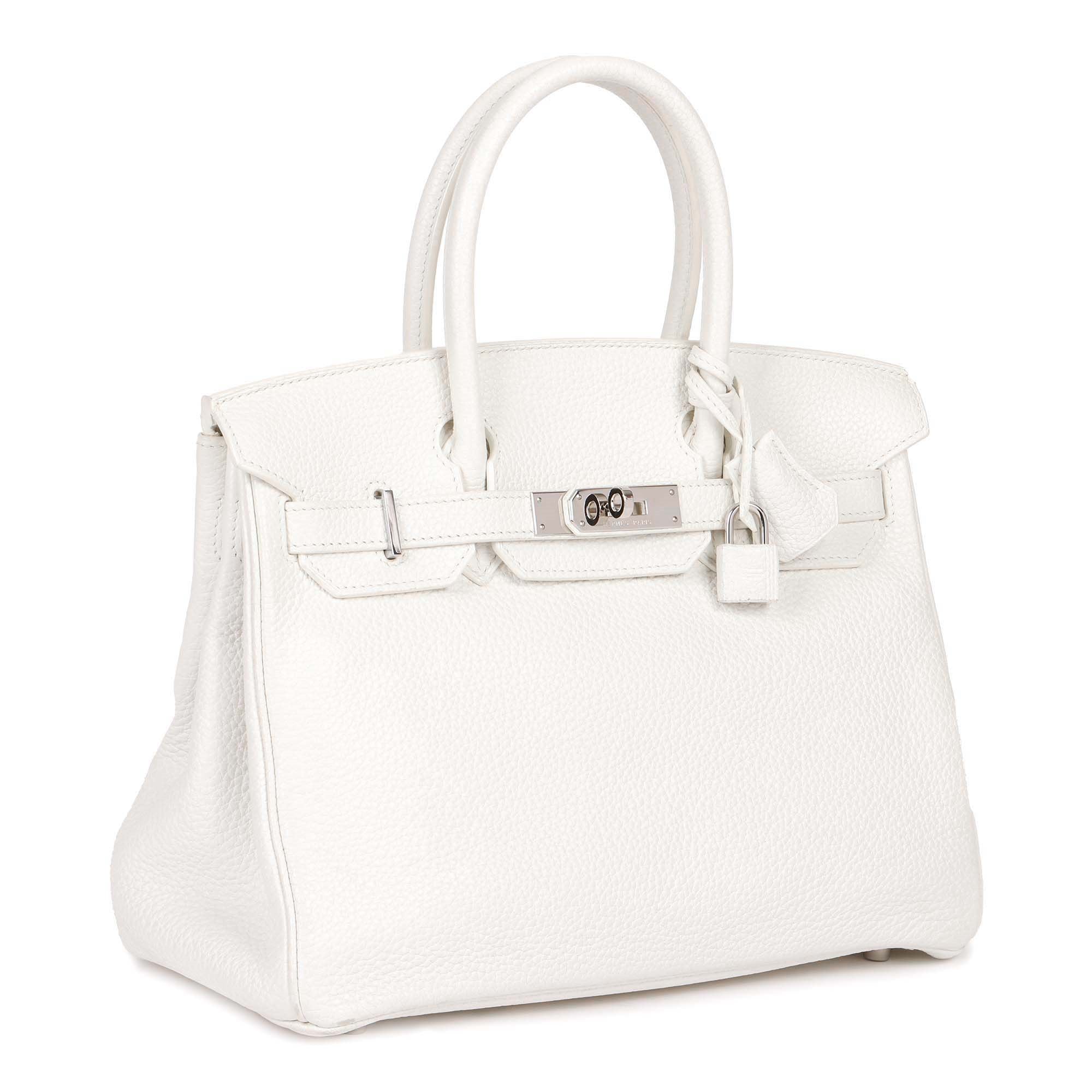 HMS White Clemence Leather Birkin 30cm Retourne Tote