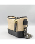 A91810 Beige Leather Gabrielle Hobo Small Chain Shoulder and Crossbag CH