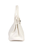 HMS White Clemence Leather Birkin 30cm Retourne Tote