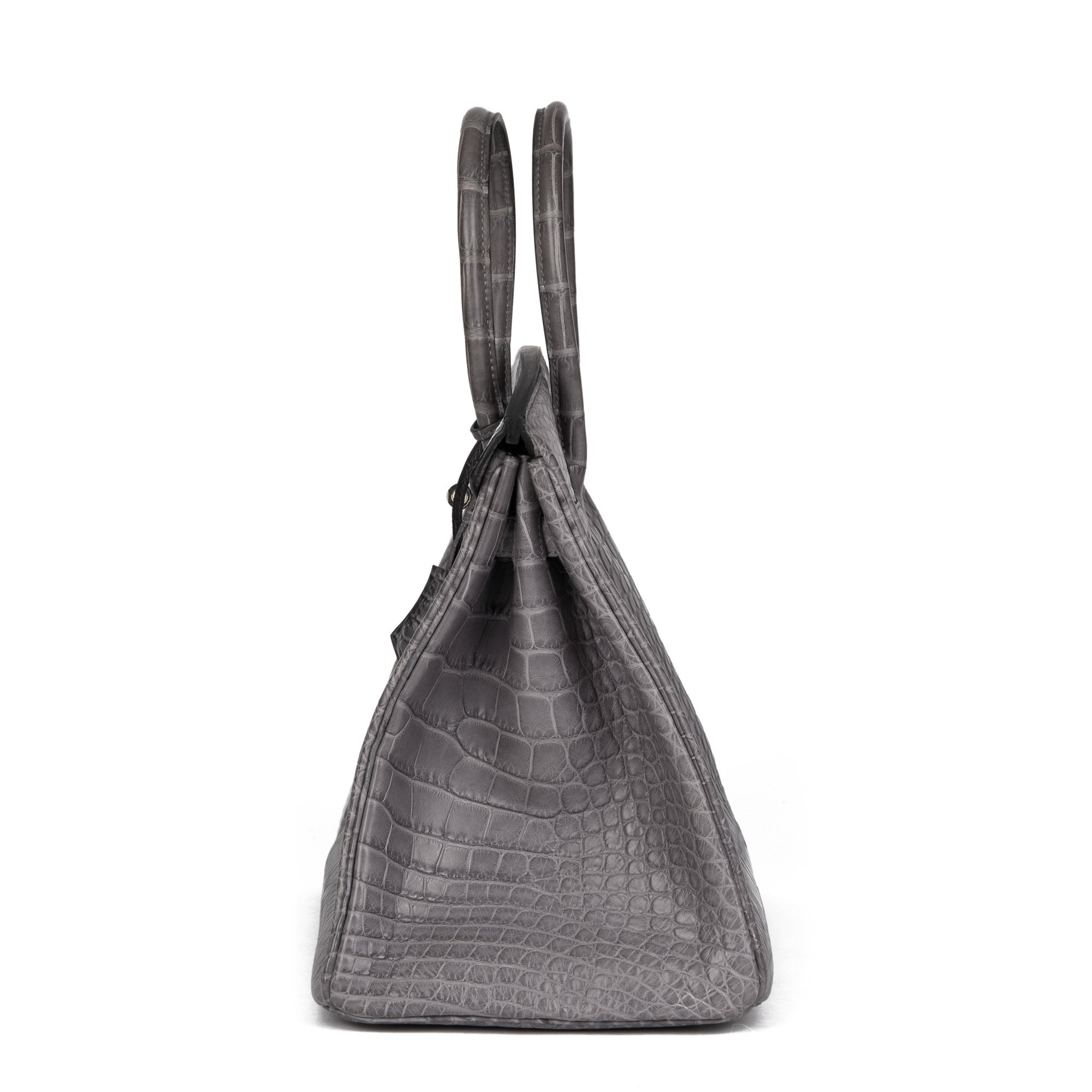 HMS Gris Paris Matte Alligator Leather Birkin 35cm Retourne Tote