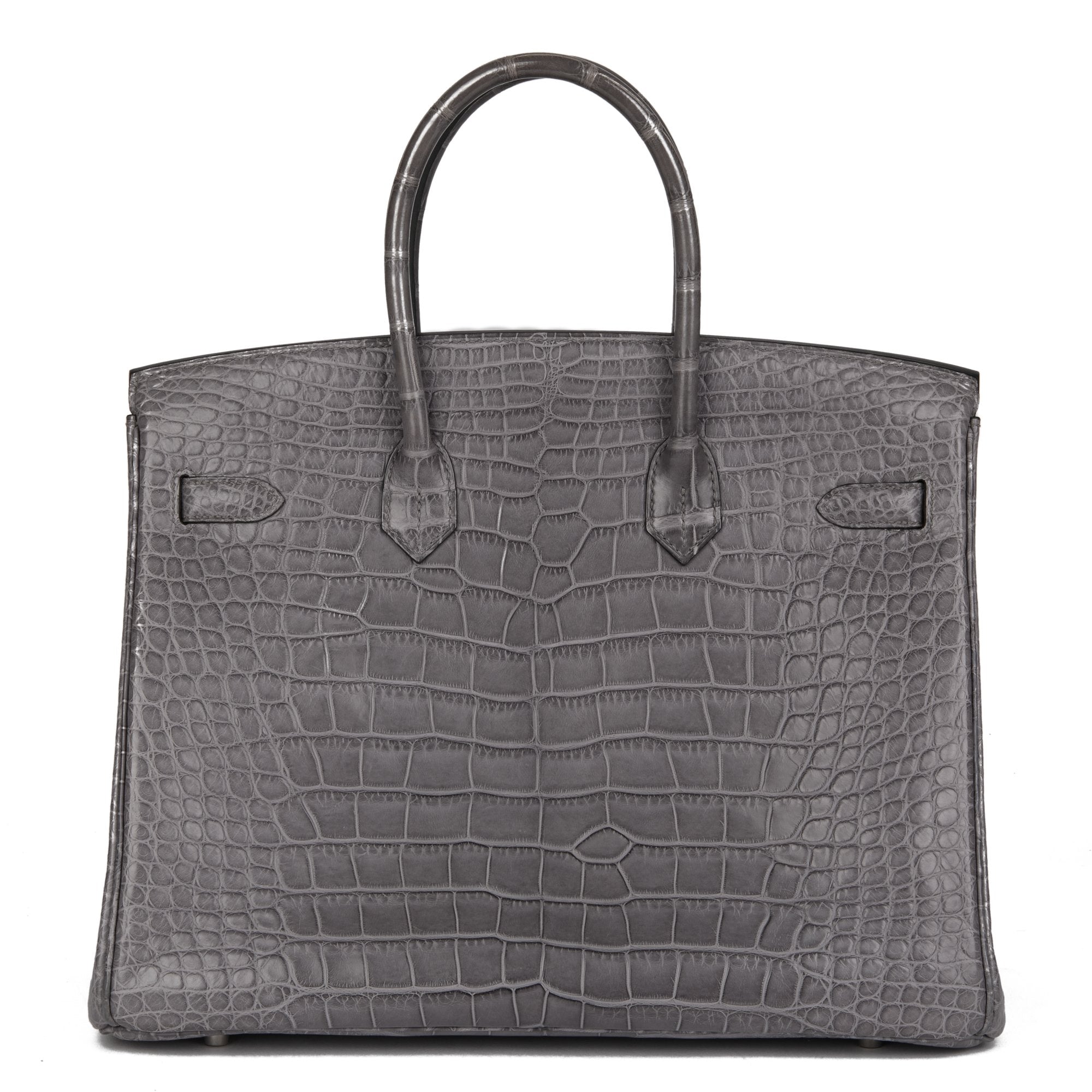 HMS Gris Paris Matte Alligator Leather Birkin 35cm Retourne Tote