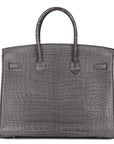 HMS Gris Paris Matte Alligator Leather Birkin 35cm Retourne Tote